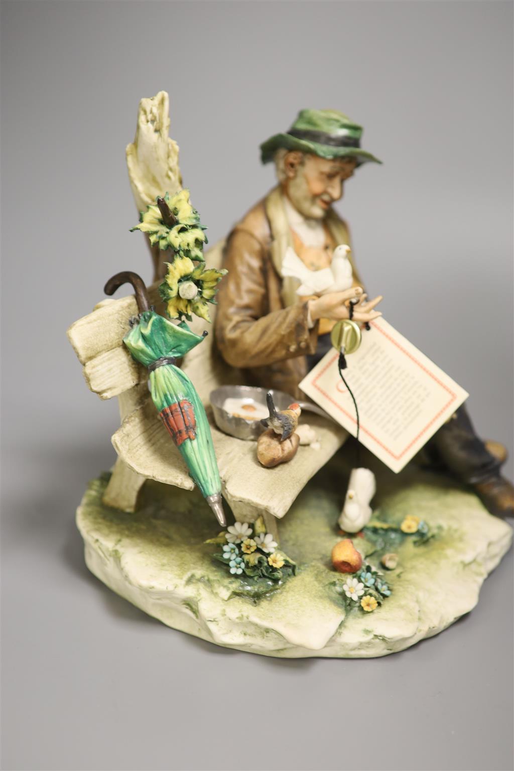 A Capodimonte figure, Tramp and Birds, height 23cm